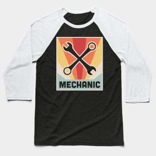 Vintage 70s Style Mechanic Poster Baseball T-Shirt